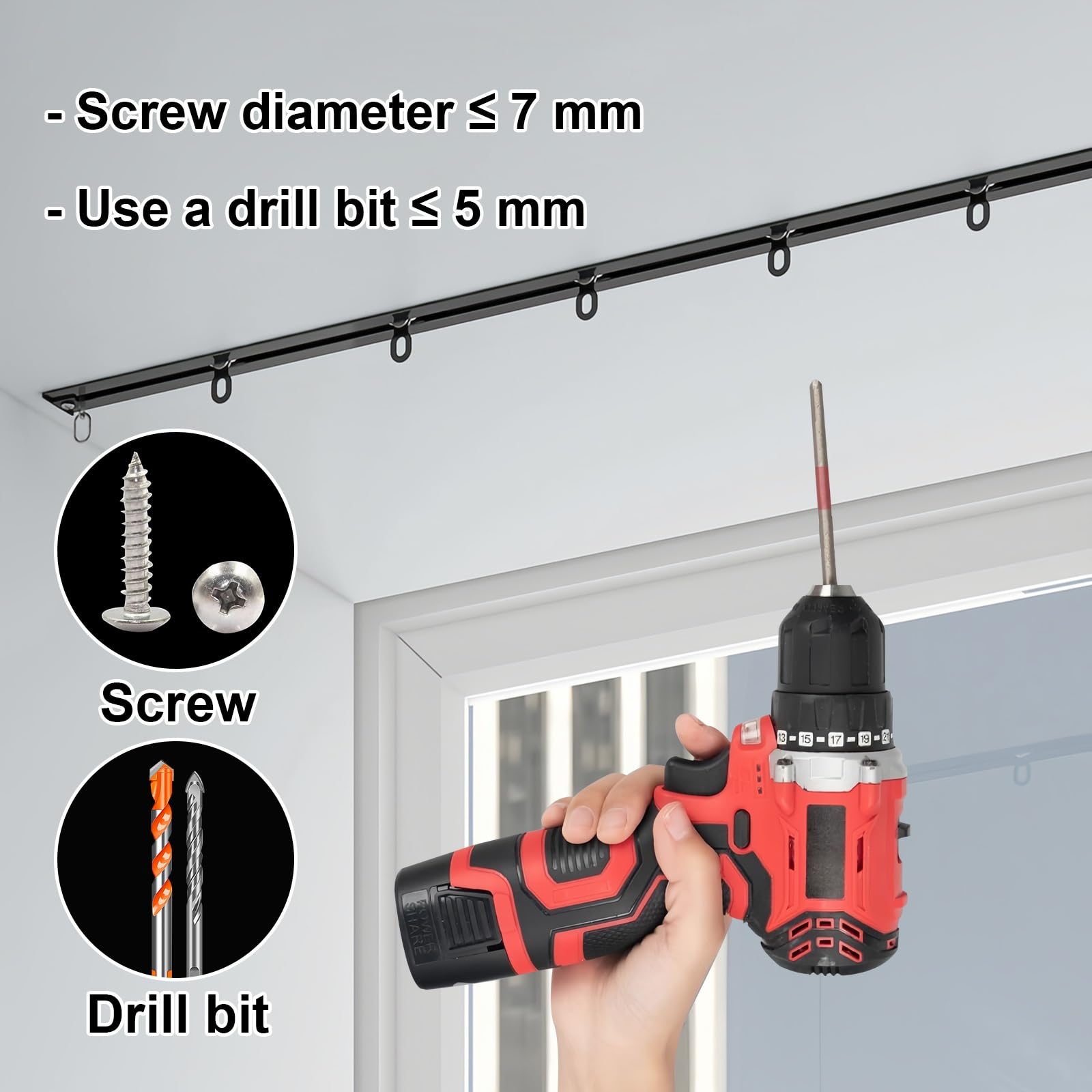 Cichy system szyn sufitowych 1-6M Adjuble ain Rail F Mount idealny do domu, hotelu, szpitala i handlu (biały 1,1 m)