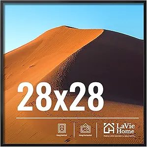 LaVie Home 28x28 Picture Frame for Wall Display, 28x28 Black Picture Frame with HD Plexiglas, 28 x 28 Photo Frame 1 Pack, Picture Frames for Displaying Photos, Classic Collection