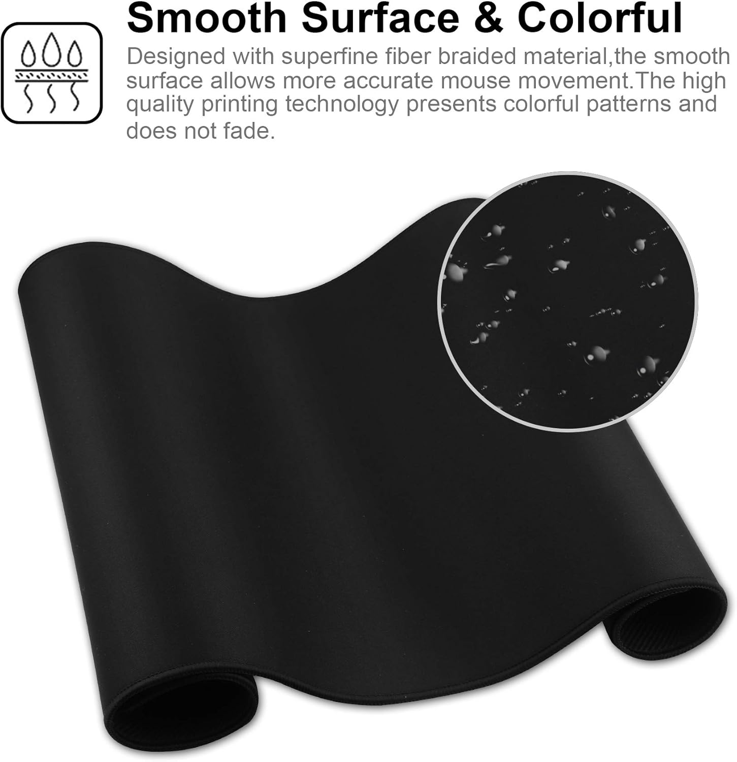 XXL Gaming Mouse Mat,Jahosin Extended 900x400mm Mouse Pad Stitched Edges 3MM Non-Slip Rubber Base Large Black Desk Pad for Gaming/Office/Bussiness (90x40 blackuk) - Image 5