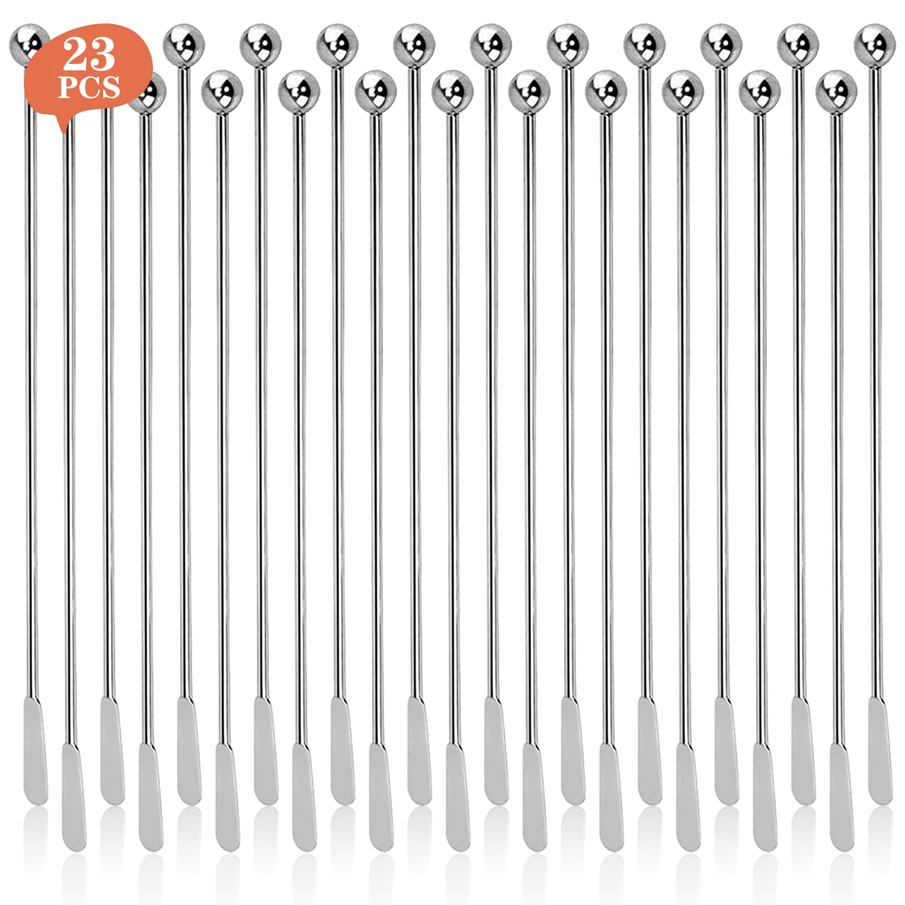 Csdtylh 23Pcs Metal Stir Sticks, Stainless Coffee Stirrers Reusable, Swizzle Sticks for Cocktails, Multifunctional Stir Sticks for Epoxy, Resin, Coffee, Wine, Drinks, Tea, Paint, Crafts, Ink,Oil,etc.