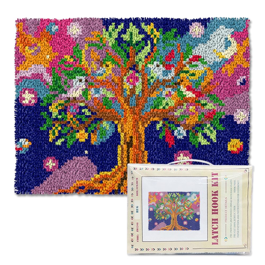 ORIGACH Cosmic Tree of Life Latch Hook Rug Kit for Adults, 20.5x15inch