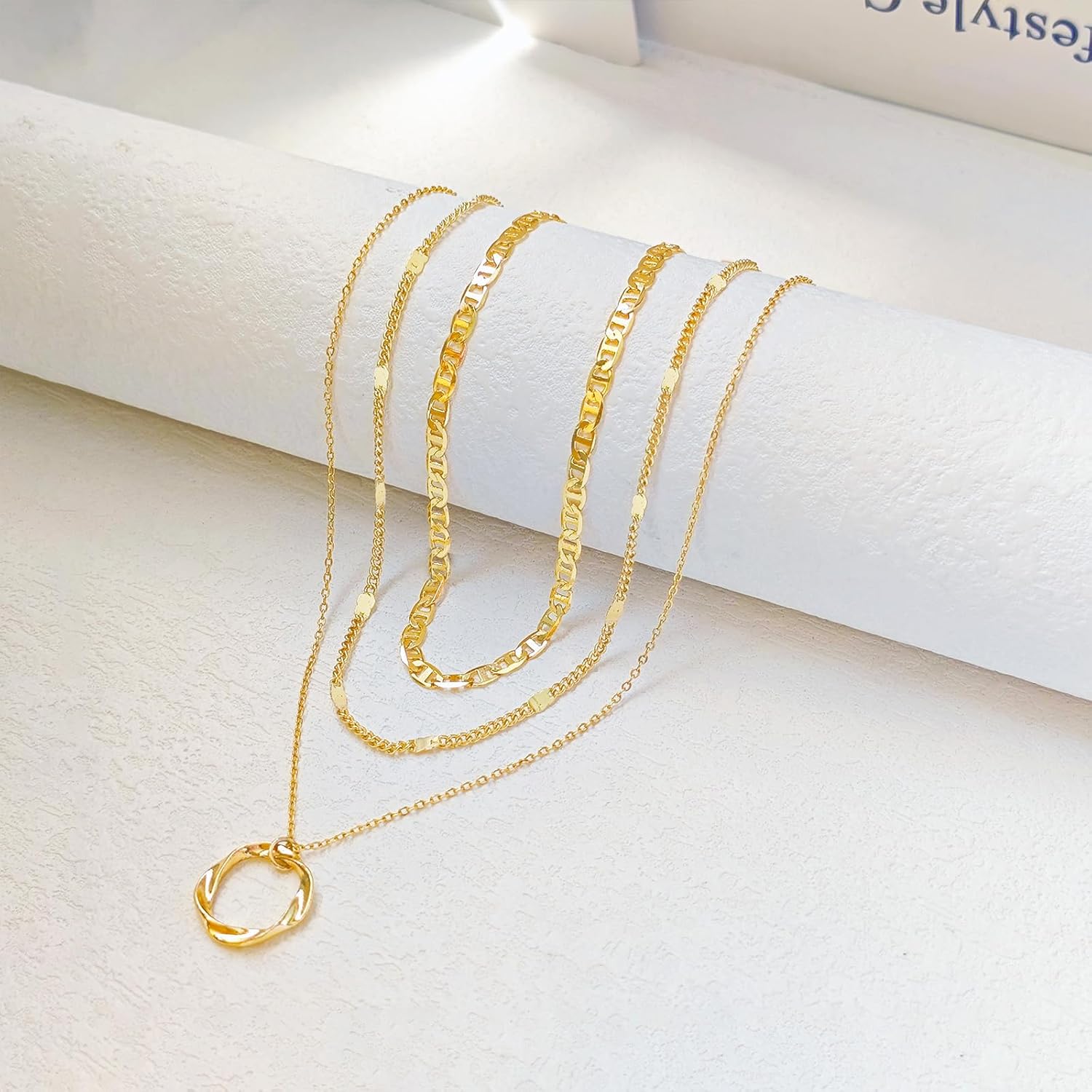 Gold Layered Necklaces for Women 14k Gold Plated Dainty Stackable Choker Necklaces for Women Trendy Layering Chain Cute Pendant Necklace Set Gold Jewelry for Women - Image 6