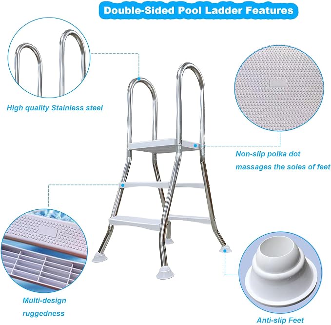 Escalera de piscina doble cara acero inoxidable 33” miniatura 5