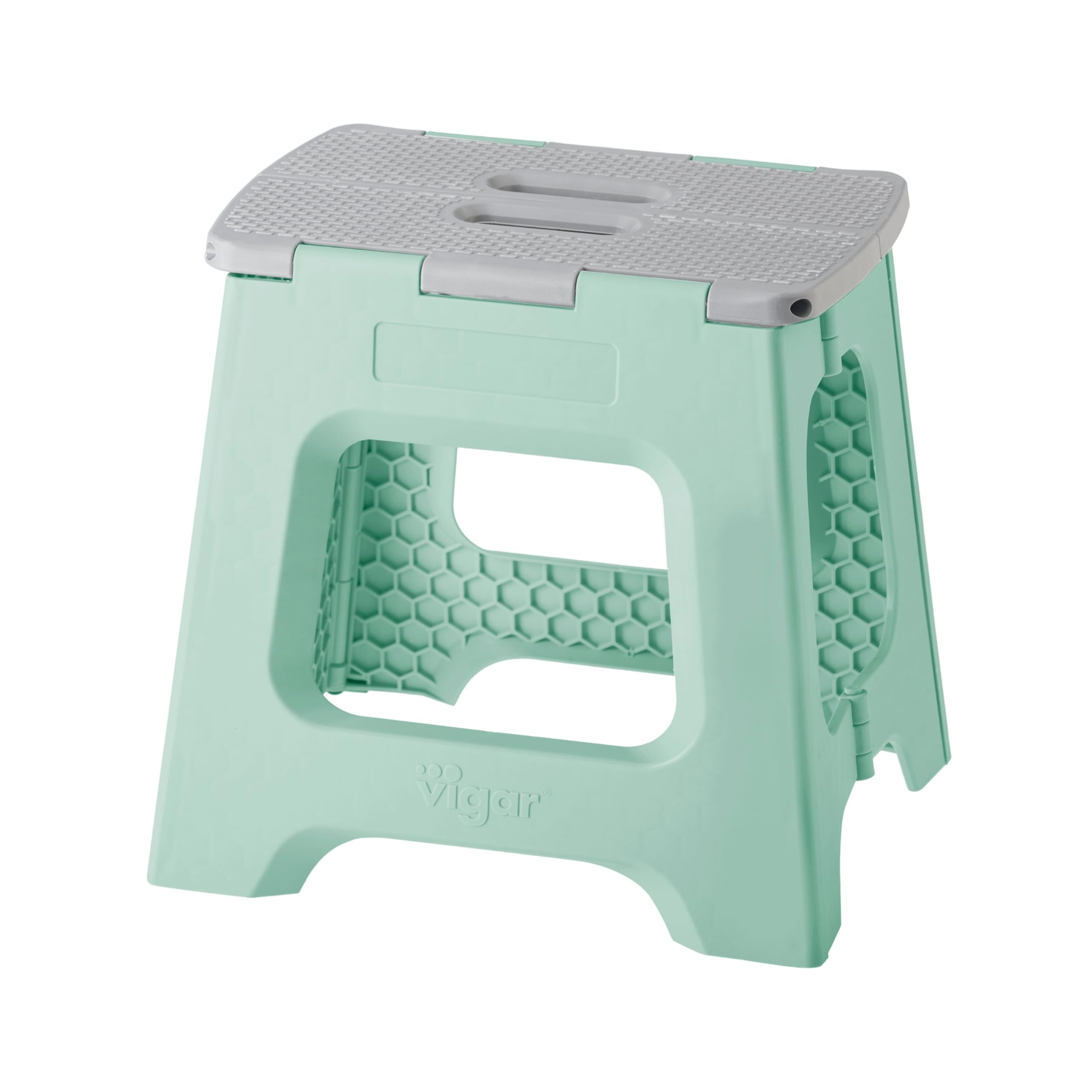 Vigar Compact Folding Step Stool, 12-1/2 in, Light Turquoise