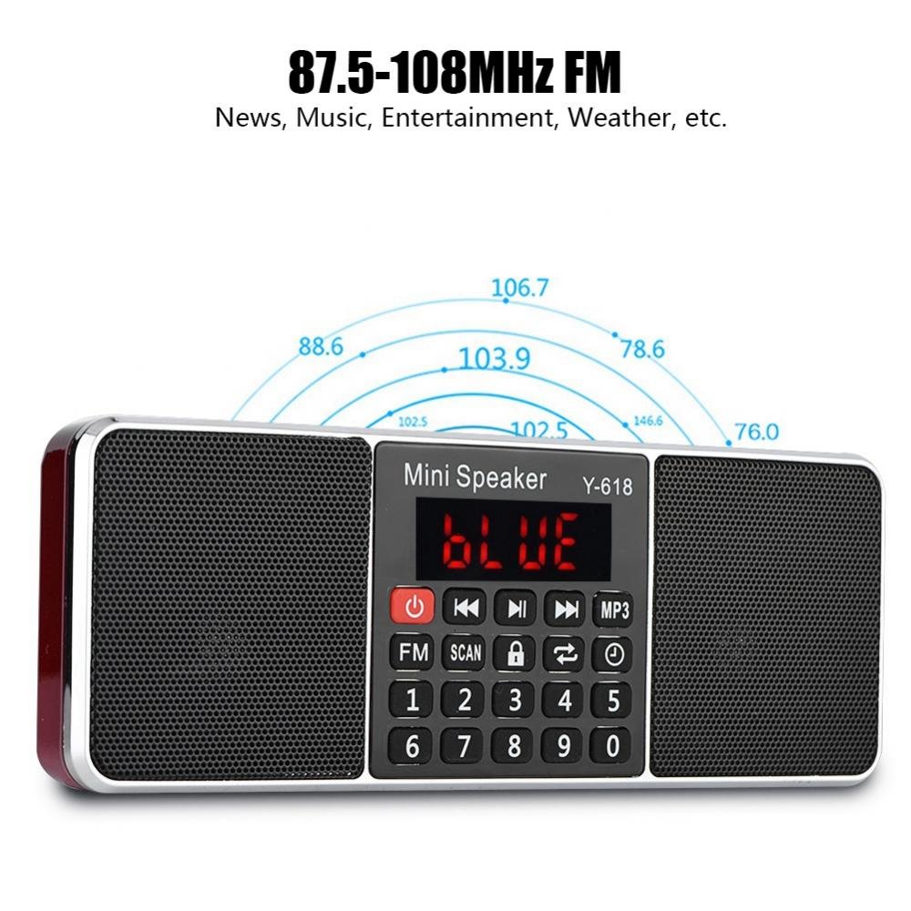 VBESTLIFE 87.5 MHz-108 MHz Stereo FM/AM Radio,Speicher TF/USB Musik Freisprecheinrichtung Anruf MP3 Player Radio(Rot FM)