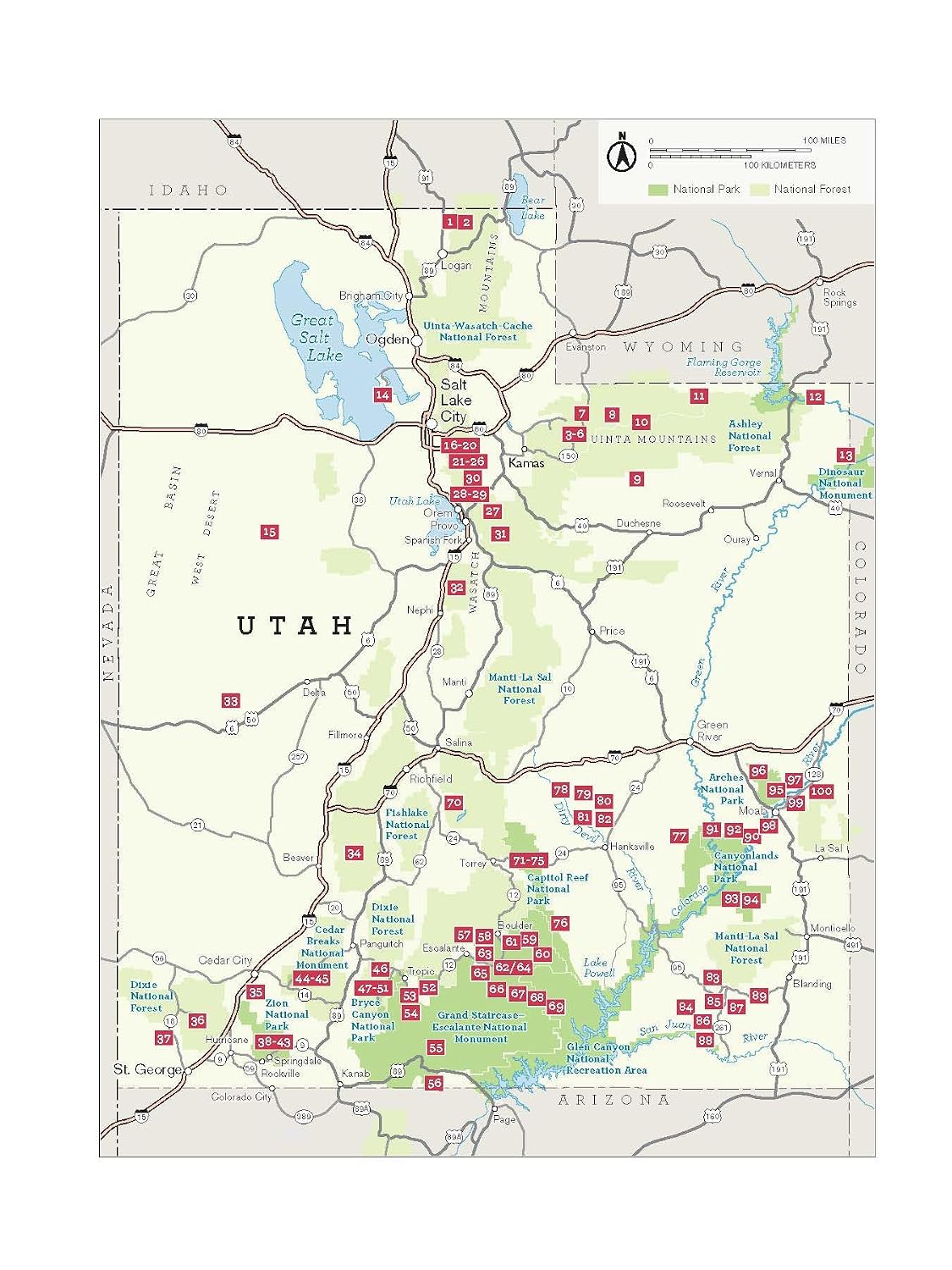 100 Classic Hikes Utah: National Parks and Monuments / National Wilderness and Recreation Areas / State Parks / Uintas / Wasatch