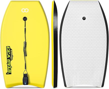 WOOWAVE Bodyboard 33-inch/37-inch/42-inch Premium IXPE Body Board with Coiled Wrist Leash, Super Lightweight EPS Core and HDPE Slick Bottom, Perfect Surfing for Kids Teens and Adults