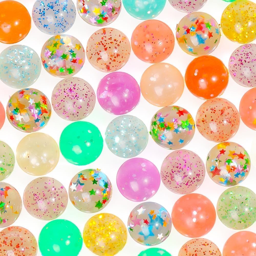 100PCS Colorful Clear Small Bouncy Balls with Gift Box Mixed Colors Bounce Bouncy Balls Party Favors, Carnival Prizes, Birthdays Gift, Easter Gifts (Colorful)