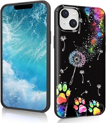 for iPhone 15 Case,Fashion Shock-Absorption Flexible TPU Bumper Soft Rubber Protective Phone Case Cove for iPhone 15 6.1" 2023,Dandelion and Footprint