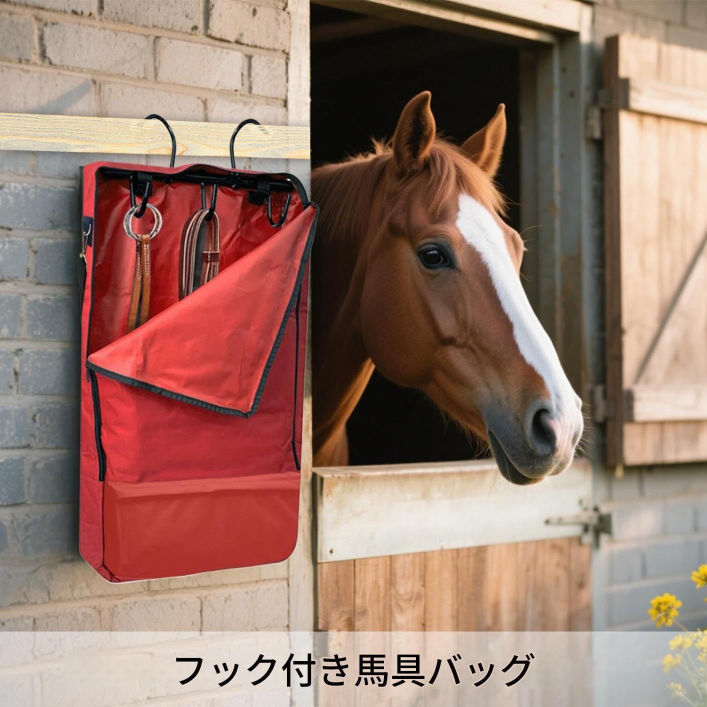馬用ハミ袋,3本枝ラック付き 馬具キャリーバッグ | 大容量 ペット用品整理アクセサリー,馬具用アクセサリー