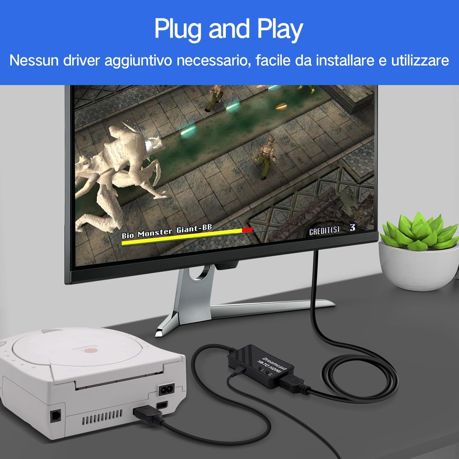 Mcbazel Adattatore HDTV HDMI per Dreamcast, Dreamcast a HDMI Adattatore Convertitore Supporto Del Rapporto Schermo 4:3/16:9, Risoluzione 720p o 1080p