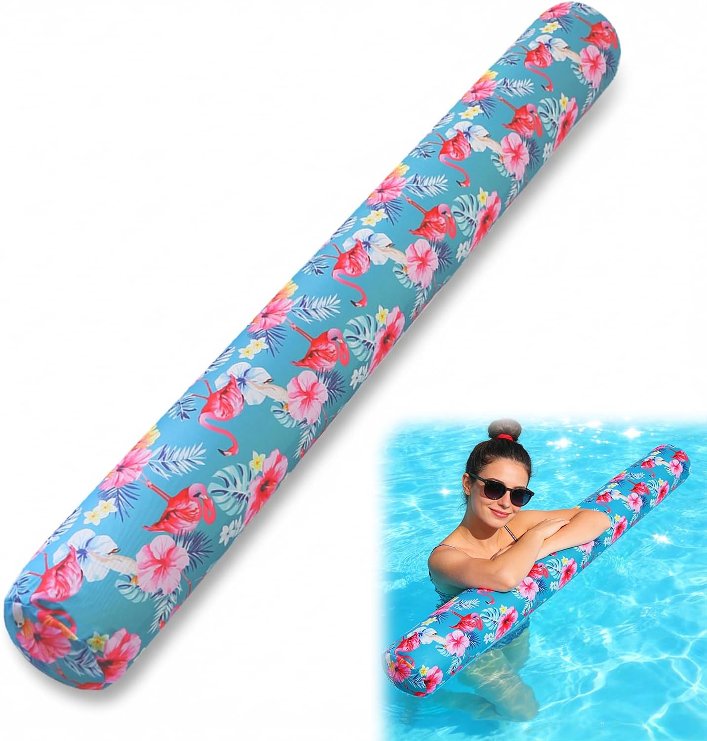 Inflatable Swim Pool Noodles, Premium Fabric-Covered Swim Floats for Adults, 56 '' Swimming Pool Noodles for Swimming and Floating, Pool Floats, Lake Floats