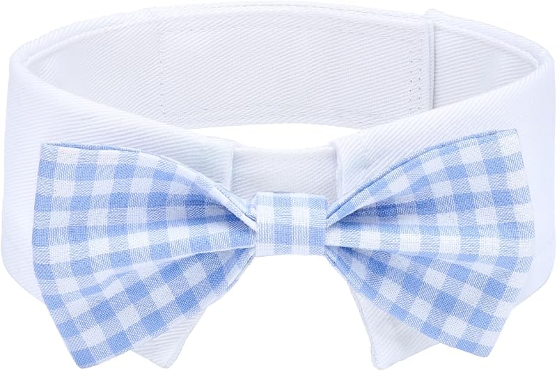 Gravata Borboleta para Cães Segarty em Xadrez Azul-Claro, Ajustável, com Fecho de Gancho e Argola, Tamanho Médio