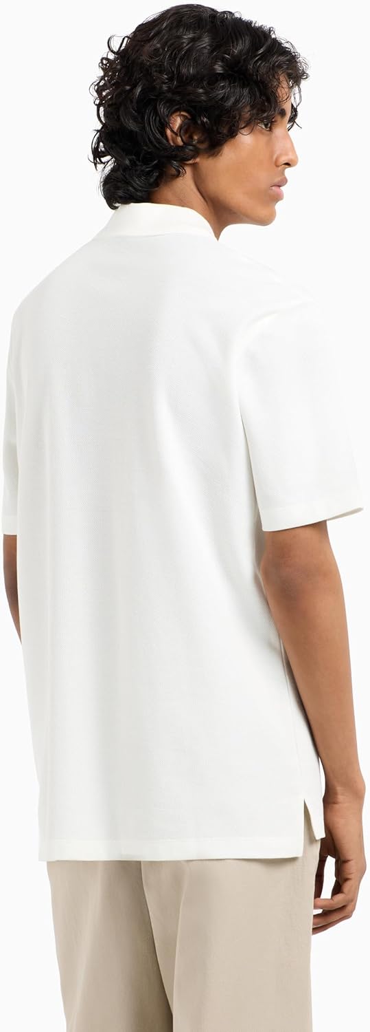 Armani Exchange Men's Limited Edition Blue Edition Logo Patch Cotton Piquet Polo