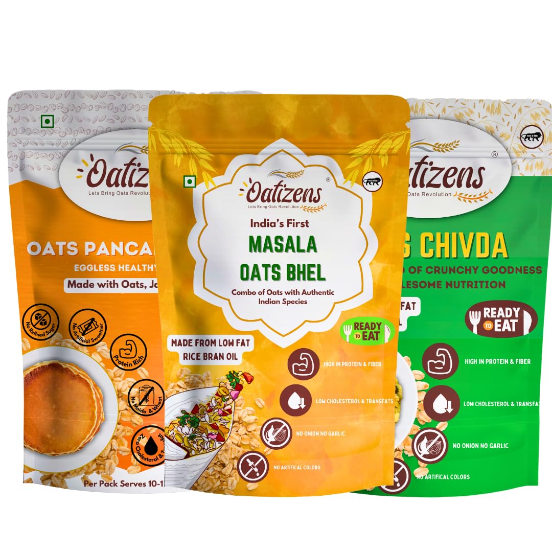 Oatizens Oats Bhel, Oats Chivda & Oats Pancake | 150G ( Pack of 3 ) | Instant Mix | High In Protein & Fiber | Low-Calorie | Ideal for Breakfast or Snack | Spicy and Savory Flavors | Ideal for Weight Loss & Fitness | Quick & Easy To Prepare (B0D5HTWMCX) Amazon Price History, Amazon Price Tracker