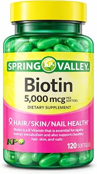 KP+ Biotin 5,000 mcg | Hair, Skin & Nail Health | Gluten Free | 120 Softgels | Pack of 1