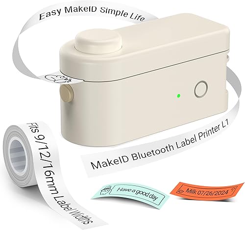 Makeid Etiquetadoras, máquina etiquetadora L1, etiquetas adhesivas inalámbricas portátiles para el hogar, escuela, oficina, impresora térmica