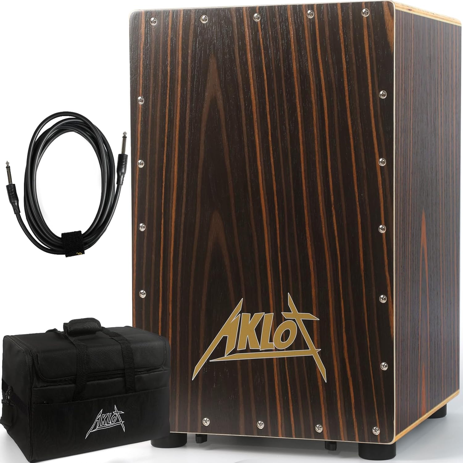 Electric Cajon,AKLOT Ebony African Blackwood 12 * 12 * 18 inch Box Drum Full Size Percussion Pickup Cajons with Snares and Electronics for Amp