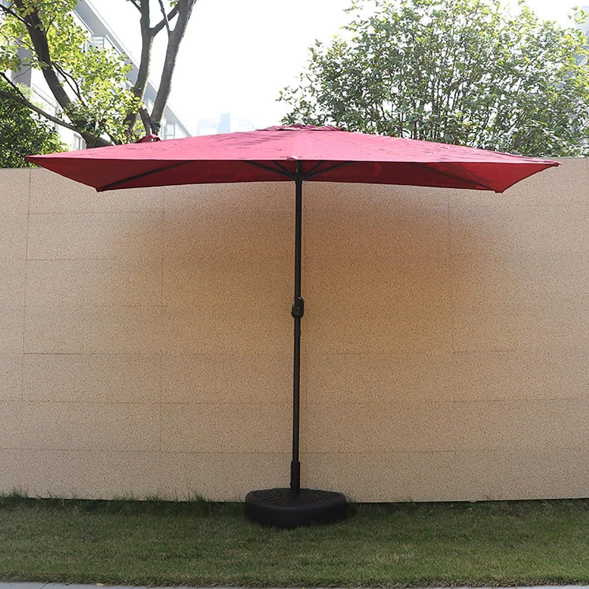 8ft X 4ft Half Rectangular Outdoor Patio Umbrella With Adjustable Height For Wall, Apartment, Balcony, Deck, Porch