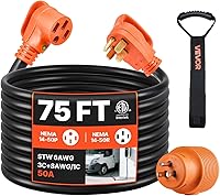 Vista 18 de VEVOR Cable de extensión de 50 amperios para RV, de 15 pies, cable de alimentación para RV resistente STW de calibre 6/3+8/1, enchufe macho NEMA