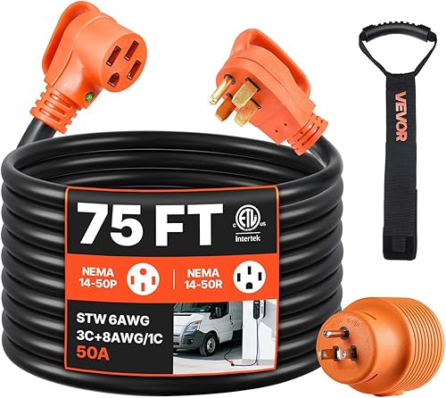 Miniatura 17 de VEVOR Cable de Extensión para RV de 30 Amperios, 25 pies, Cable de Alimentación para RV de Alambrón Pesado STW 10/3 AWG, Enchufe NEMA TT-30R Hembra