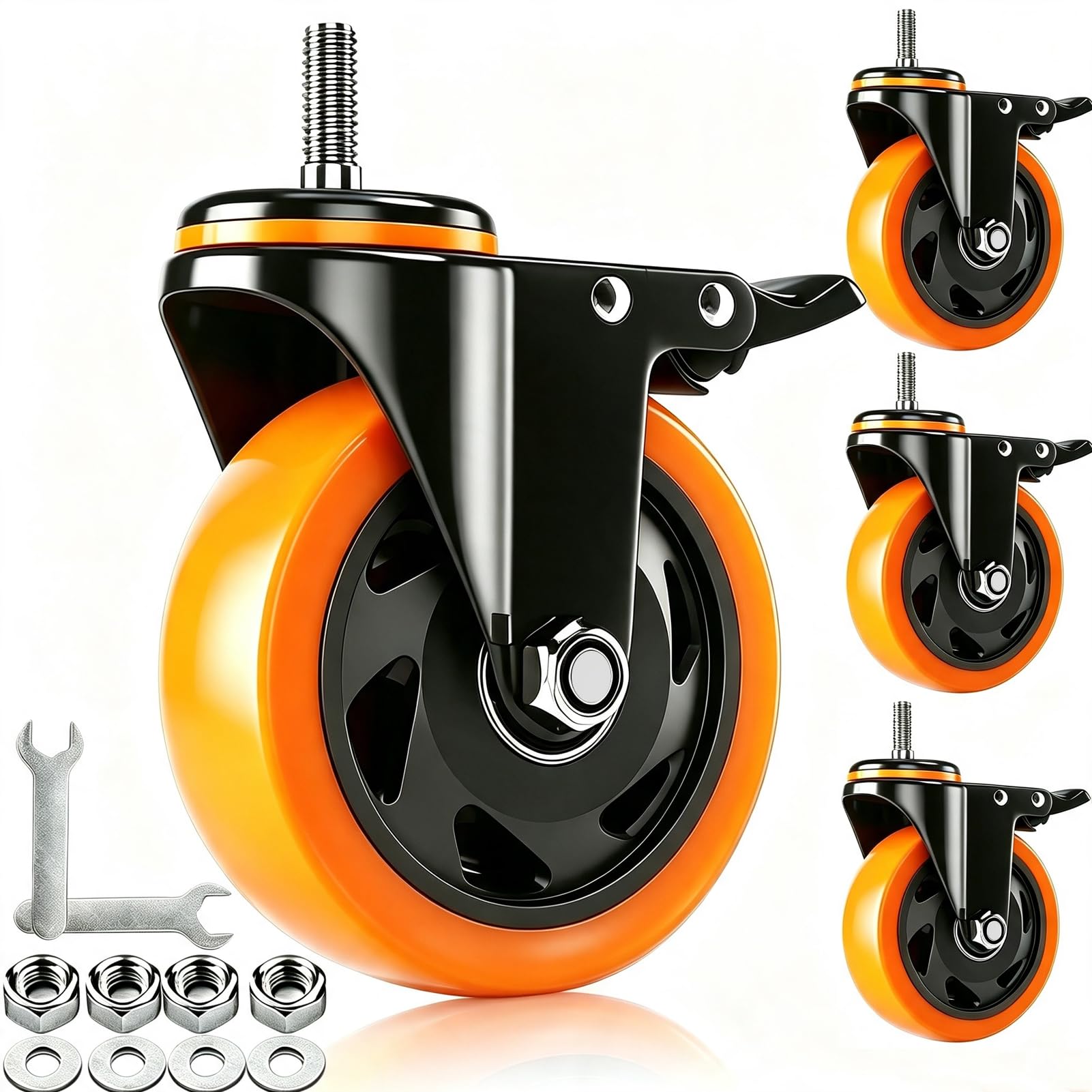 Heavy Duty 4 Inch Stem Casters - Set of 4 -20 Heavy Duty 4 Inch Stem Casters - Set of 4 -20