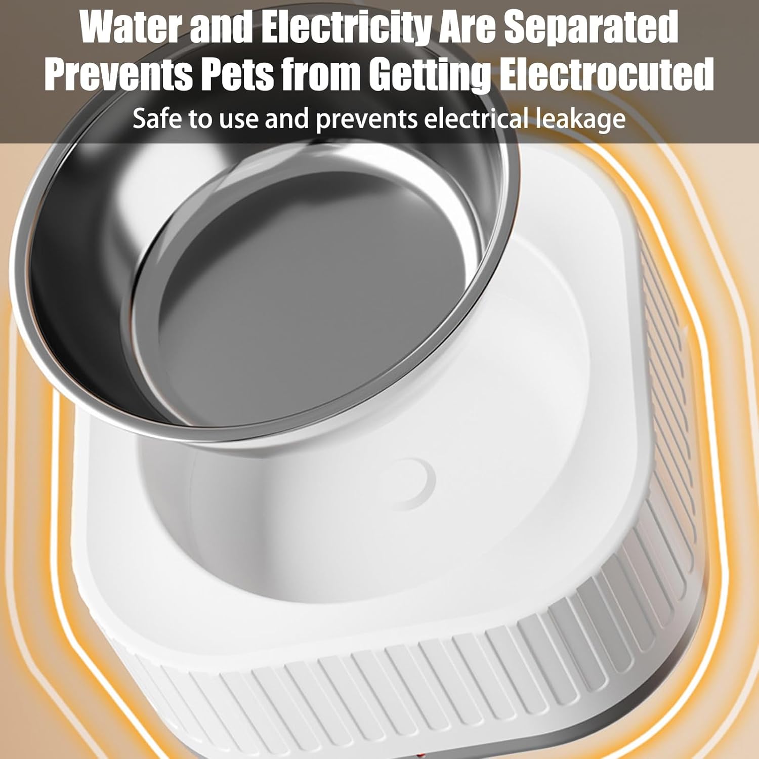 Heated Water Bowl, Thermostatic Control, Weatherproof, Anti-Spill, Energy-Efficient, Easy-Clean, Automatic Warming Water Dish, Electric Cat Waterer for Pets(Plastic Yellow White)