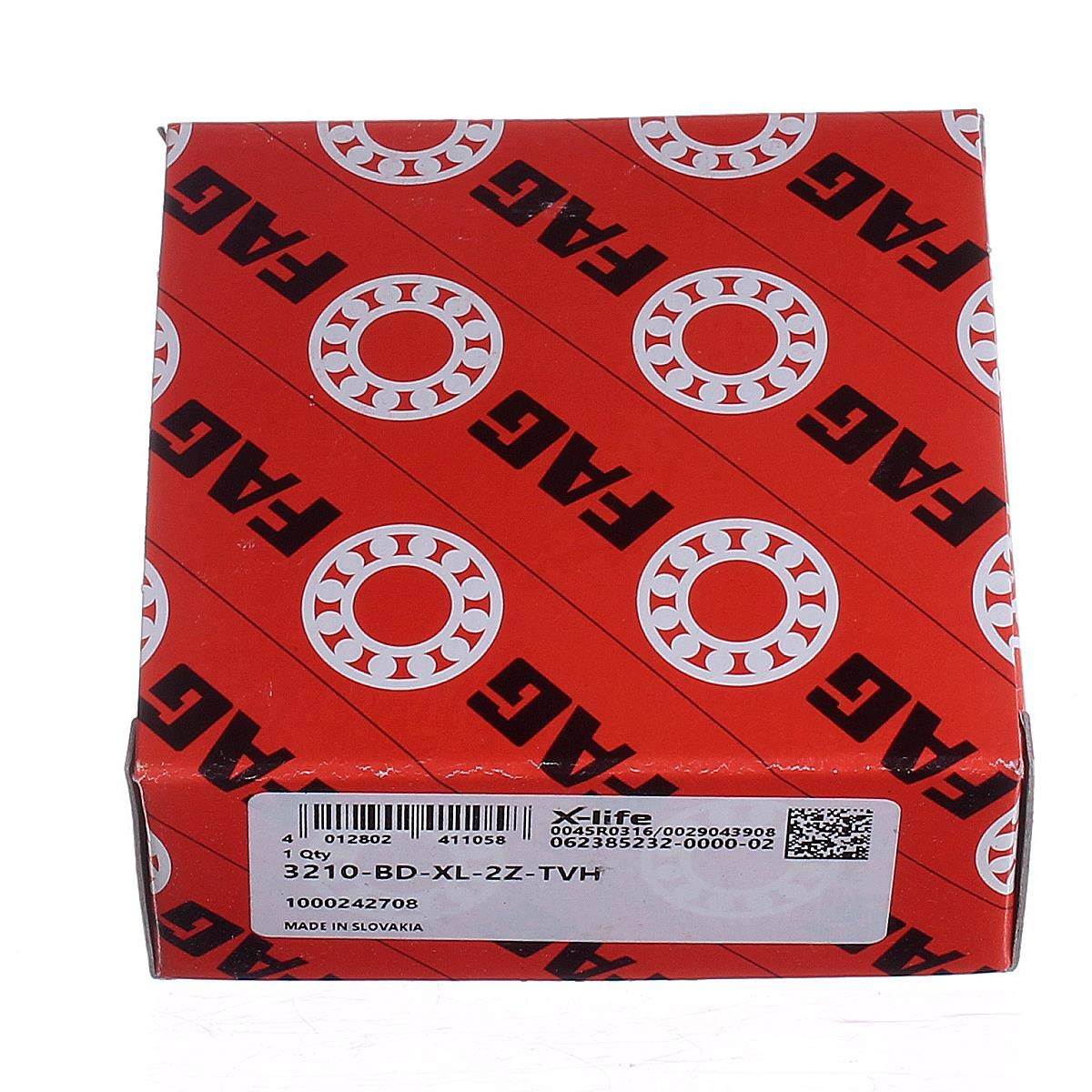 FAG Kugellager 3210-bd-2z-tvh eckig Kontakt Kugellager, 50 mm Bohrung, 90 mm OD, doppelte Gap Dichtungen, 30 Grad Kontakt Winkel, 3 cm Höhe, 9,1 cm Breite, 9,1 cm Länge, 127 cm ID, Polyamid