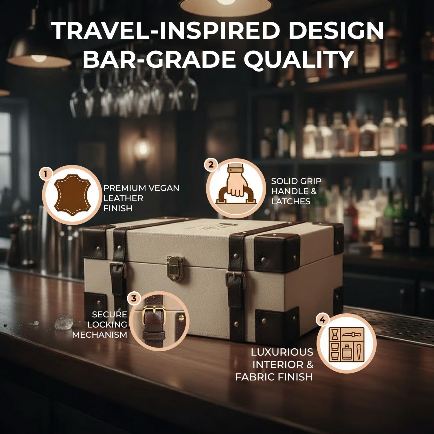 Portable Bar Set - Travel Bar Case with Cocktail Kit -3