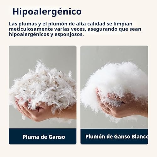 Miniatura 4 de Almohadas Pacific Coast para cama para dormir de lado y bocarriba, almohadas de plumas y plumón de hotel con funda 100% algodón, soporte medio, a