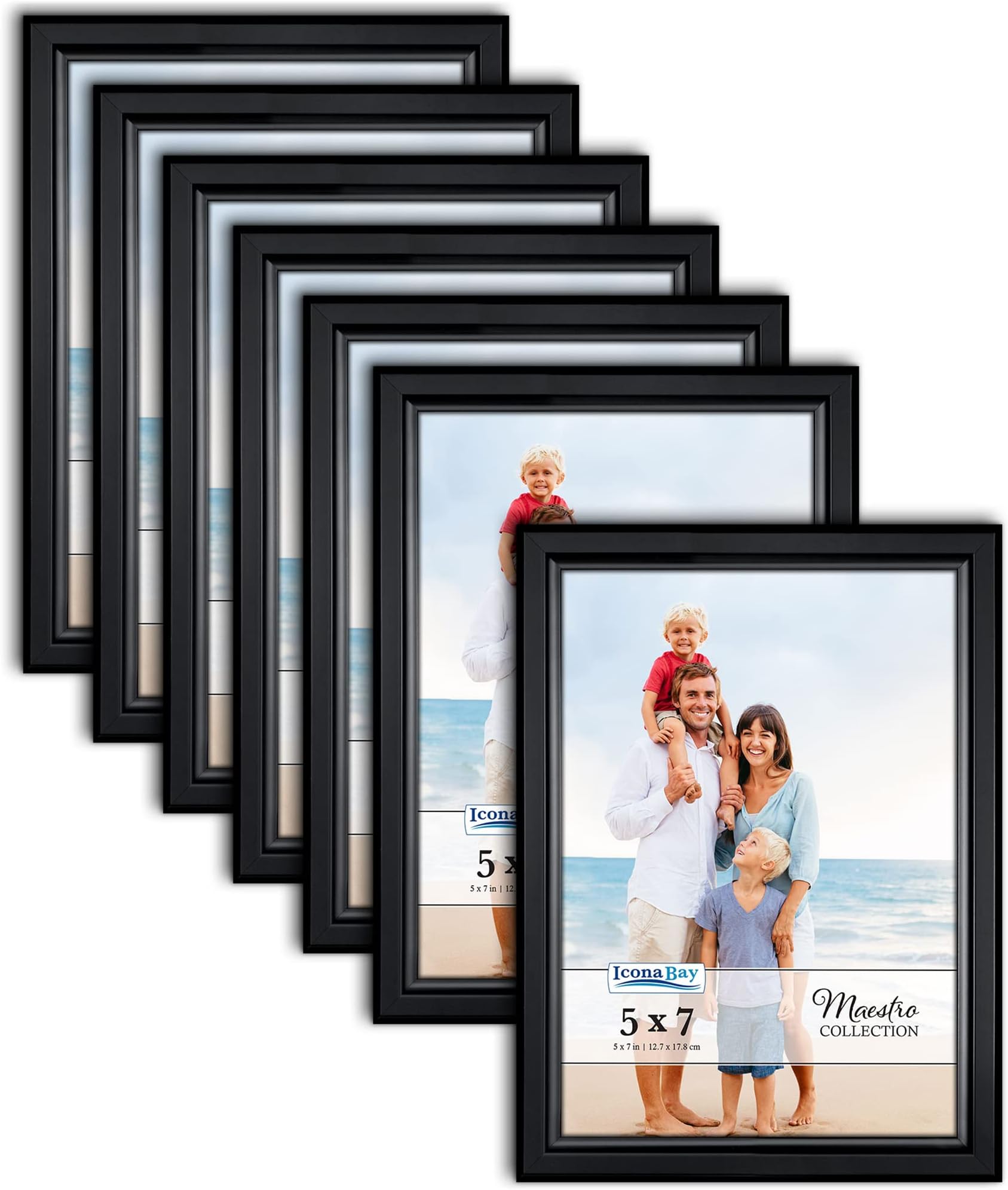 Icona Bay 5x7 Picture Frames Set (Black, 12 Pack), Classy Contemporary Style, Maestro Collection
