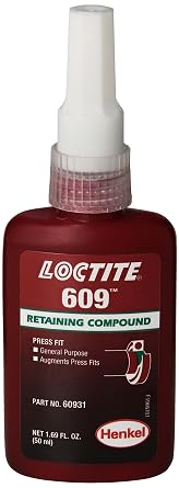 Loctite 135512 Green 609 Medium Strength Retaining Compound, 50 mL Bottle