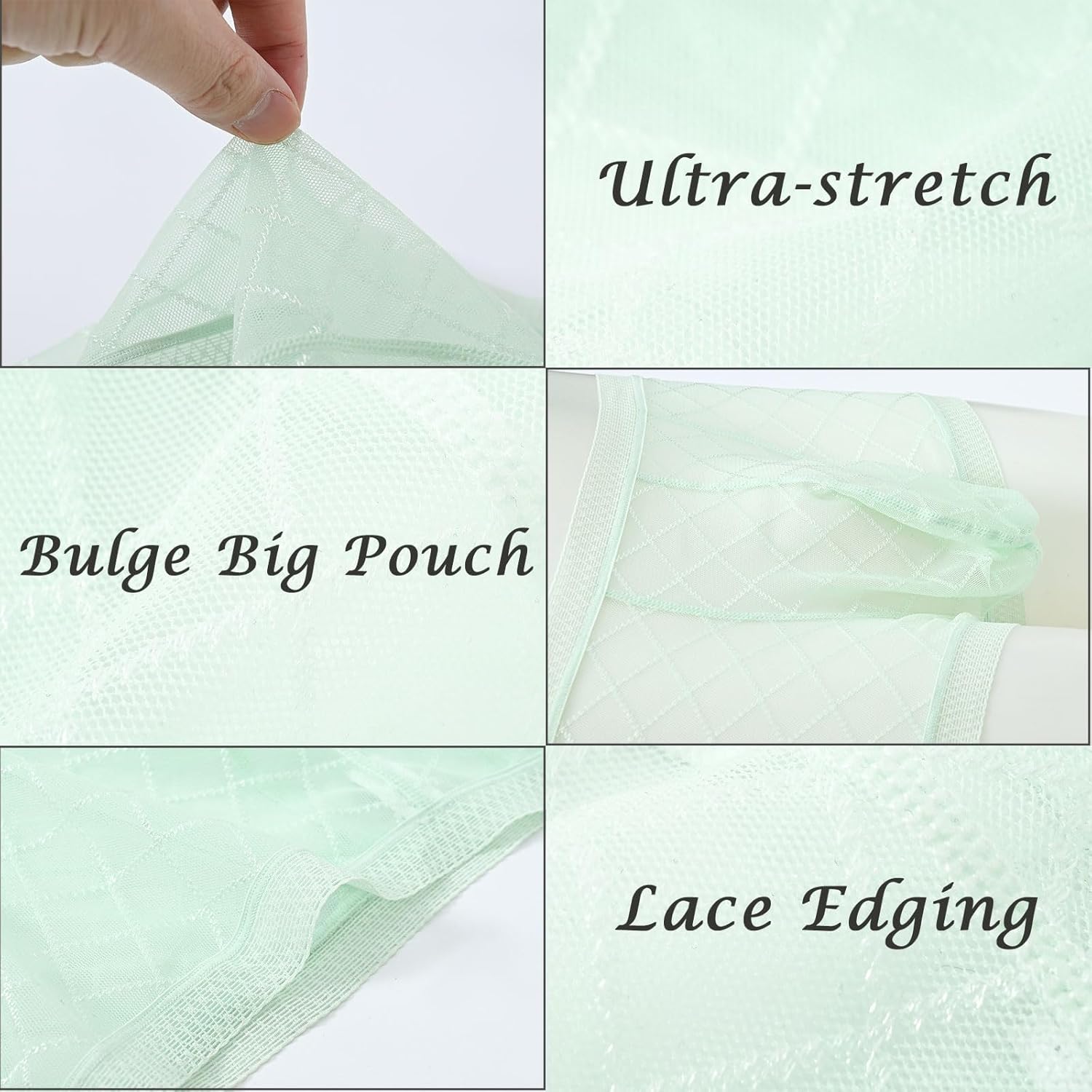 JINSHI Men's Mesh See Through Boxers Briefs,Sexy sheer lace underwear,Bulge Pouch boxer trunk,Ultra-thin