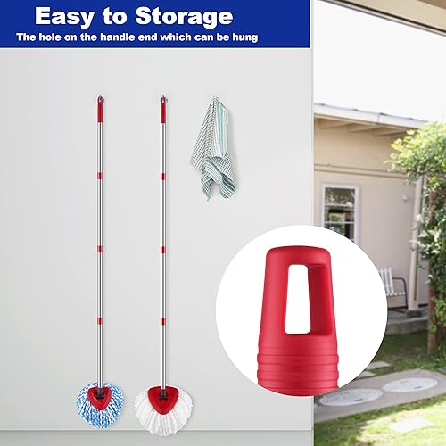 Miniatura 6 de TIDYKITC Mango de repuesto para trapeador giratorio para recambio de cabezal de fregona O-Cedar de 4 secciones de 2.5 a 5 pies, tornillo alemán