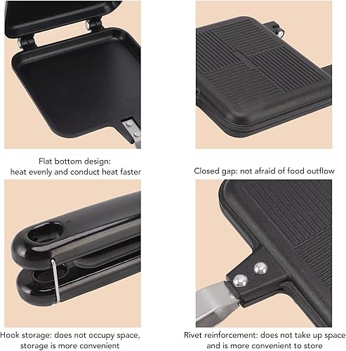 Miniatura 5 de Sartén de doble cara, 13.8 x 5.9 in, cuadradas, de aleación de aluminio, antiadherentes, huevos, sándwiches, crepes, tortillas, sartén de cocina