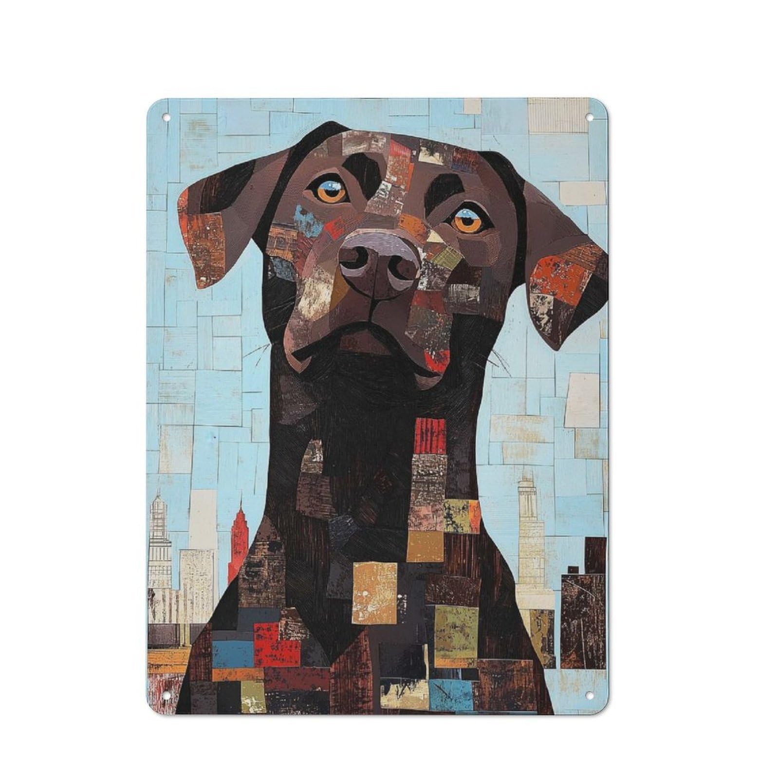 Junmoney Dog Portrait Collage Tin Wall Plaque 40X30cm With For Guest Room Or Hallway, For Hallway Wall Decor Fans