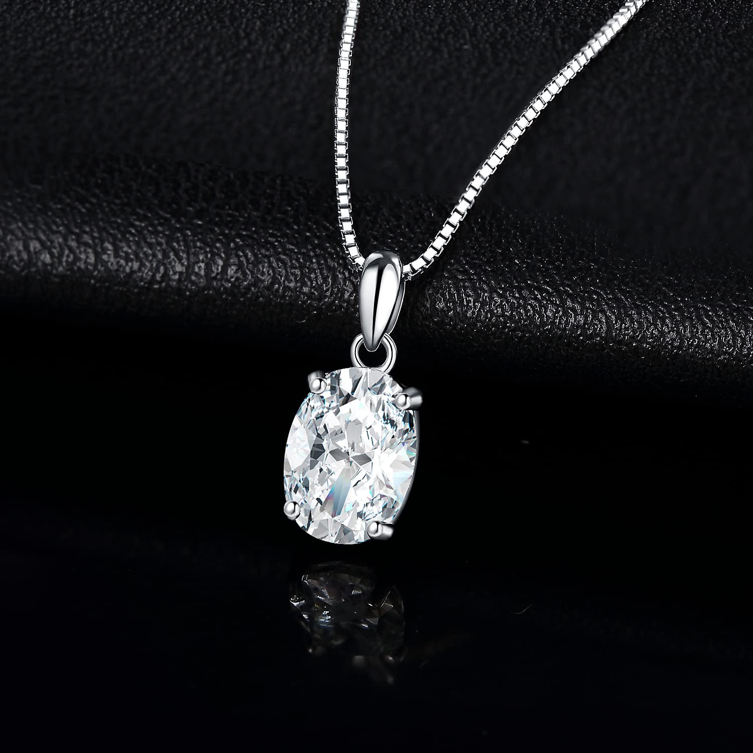JewelryPalace 1-2ct Collana Solitario Donna Argento 925 con Creato Moissanite, Collana Ciondolo Pietra a Taglio Ovale con Catena Veneziana 45cm, Collane Pendenti in Tre Ori Set Gioielli Donna