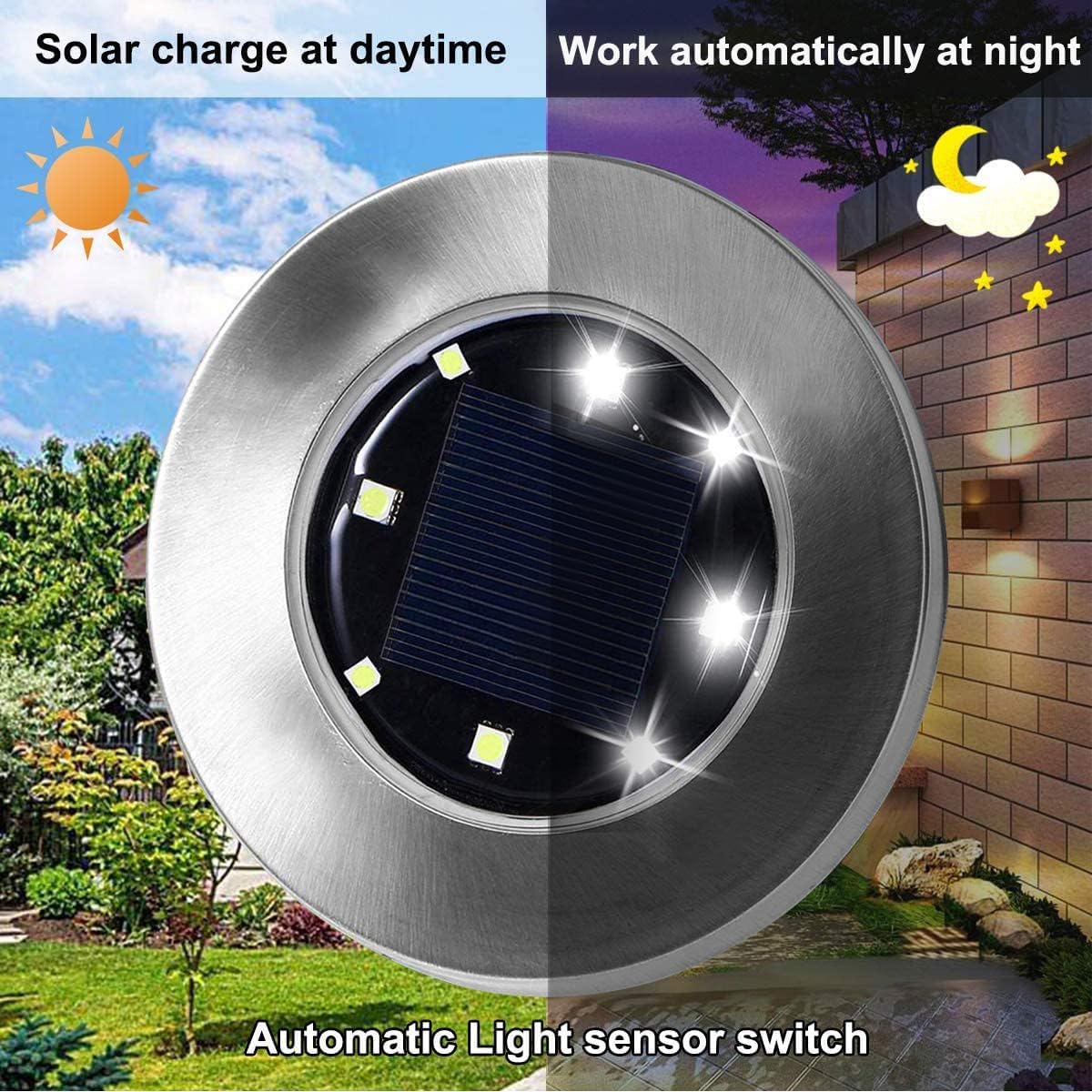 4.6 Inch Diameter Solar Ground Lights, Waterproof Solar Garden Lights, Outdoor Garden Waterproof Bright in-Ground Light, Landscape Lighting for Pathway,Yard,Lawn,Patio,Walkway (8 Pack White Light)