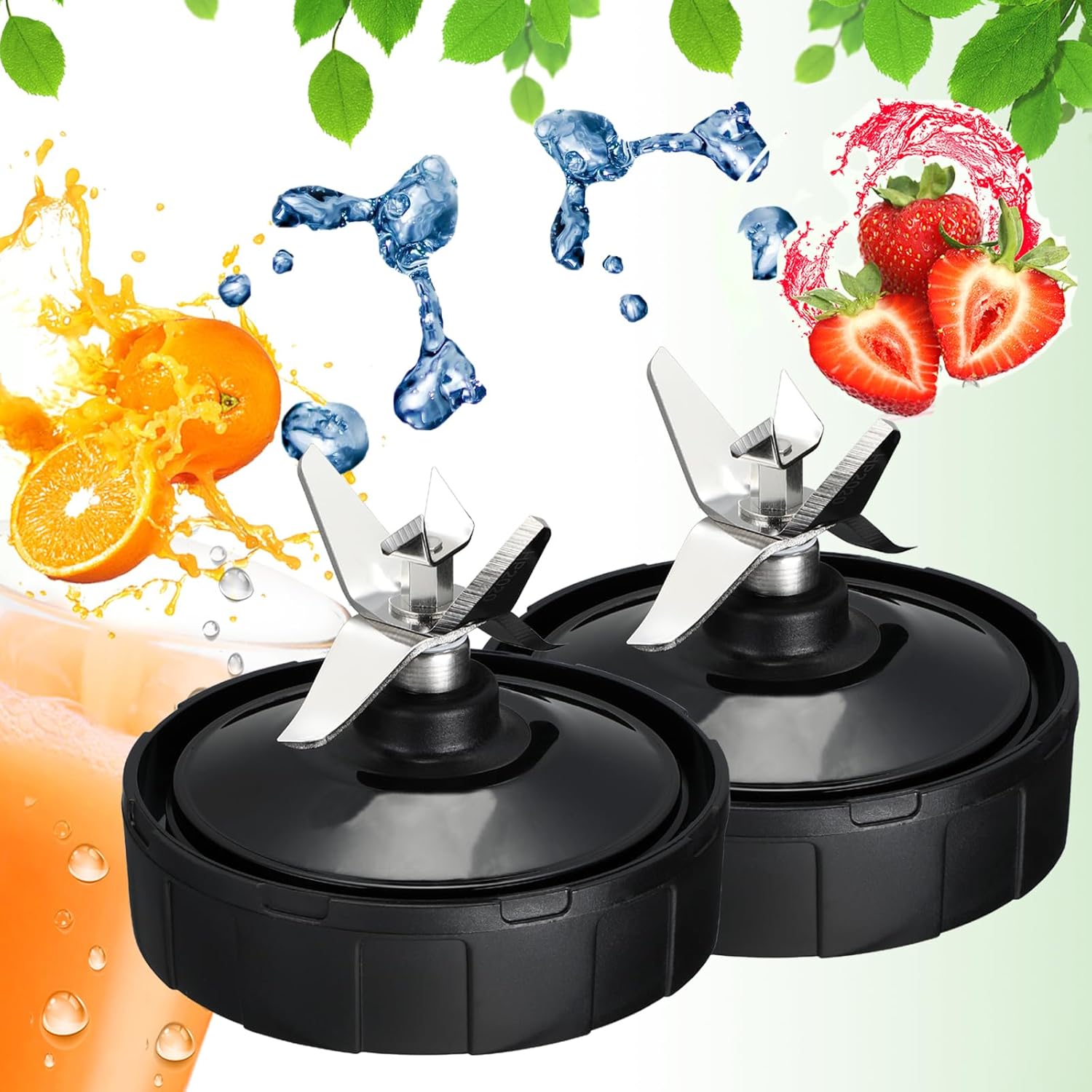 Blender Replacement Parts for Ninja, 24oz Ninja Blender Cups with To-Go Lids, 7 Fins Blender Replacement Blade Compatible with Nutri Ninja Auto iQ Blenders BL2012 BN801 BN401 BN751 BL480-30 BL642-30