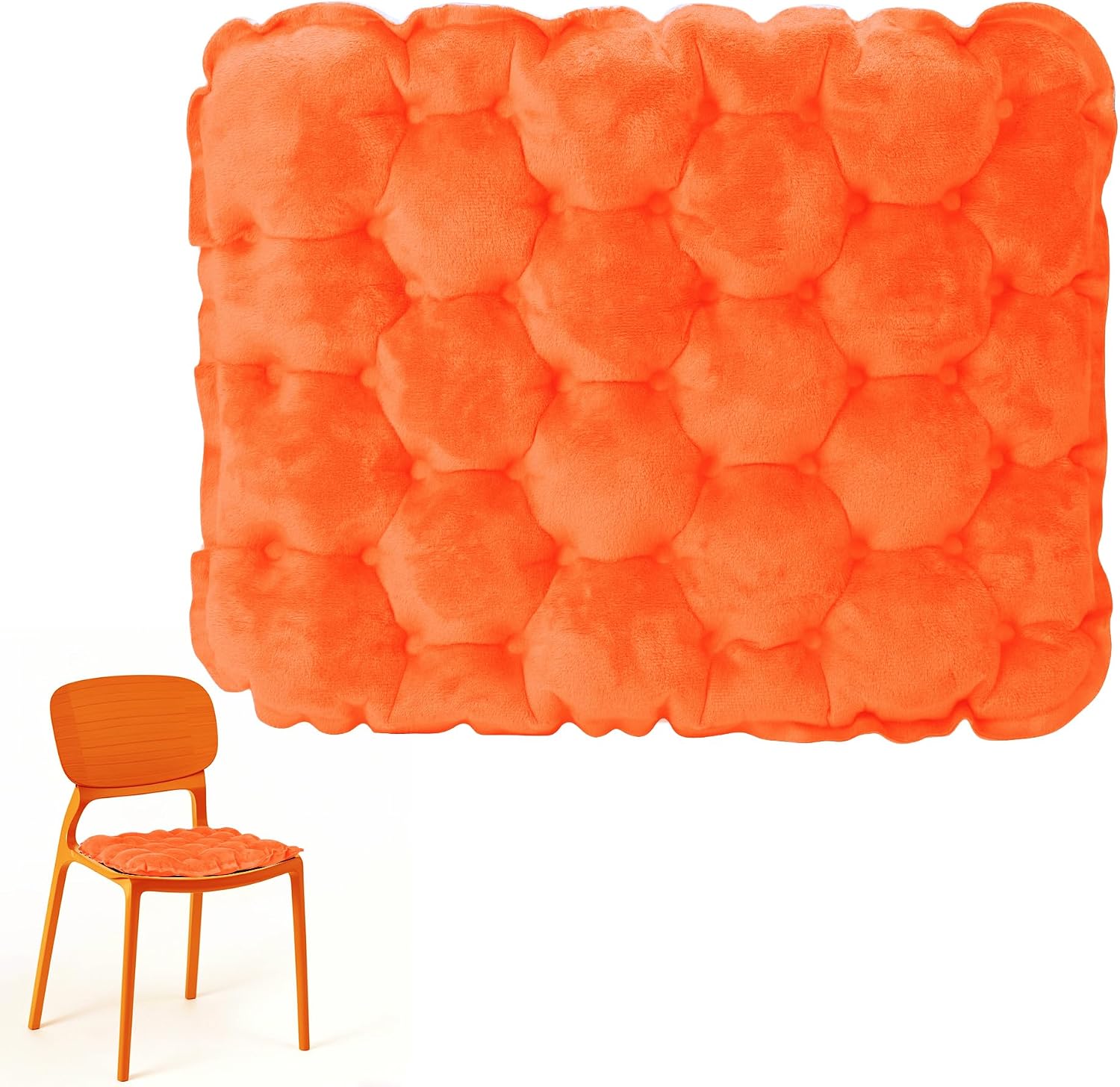 ONTYZZ Inflatable Seat Cushion Lightweight Airplane Seat Cushion | Stadium Seat Travel Cushion for Climbing Hiking Office Airplane, Double-Sided Crystal Velvet Orange