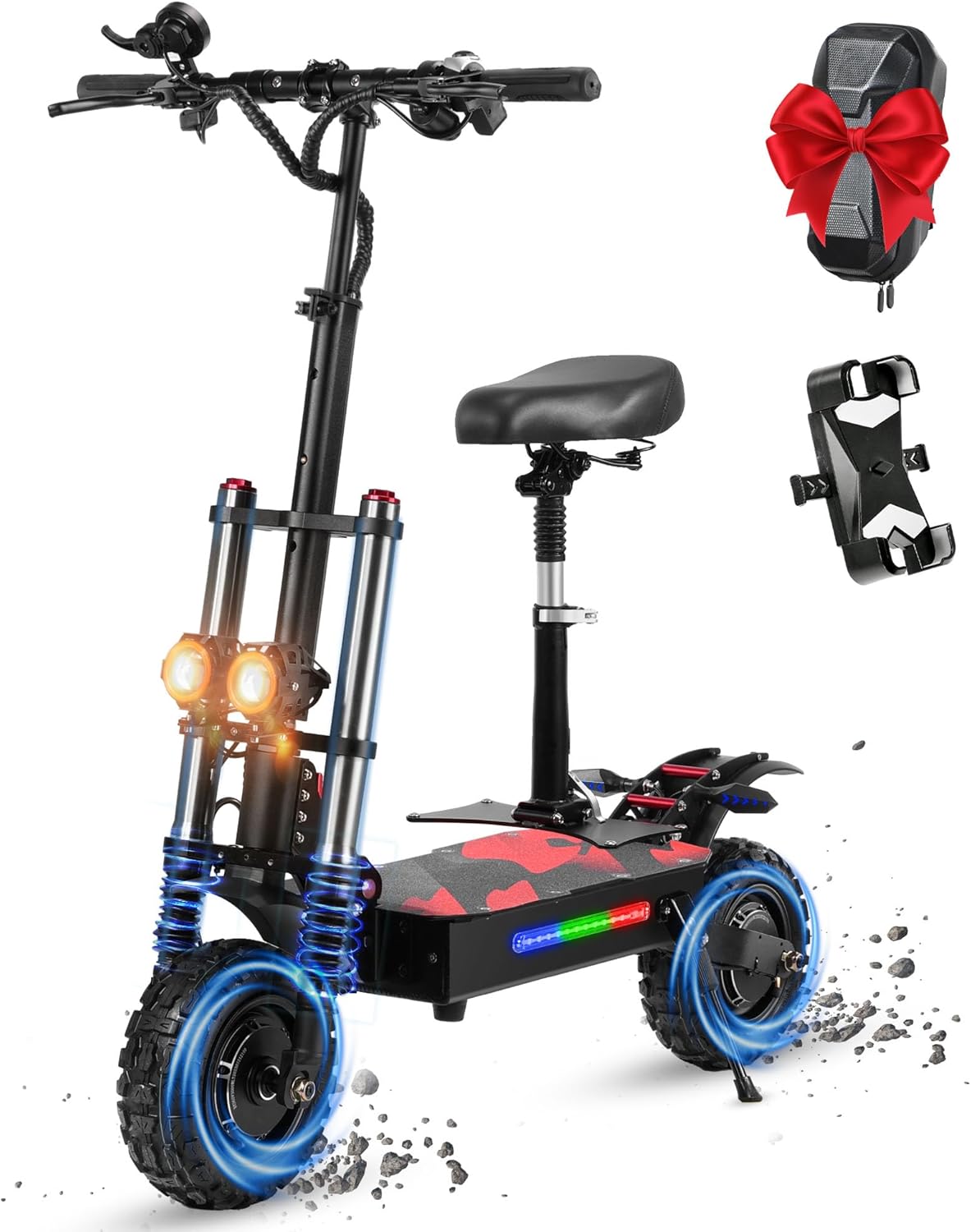 S3 Fast Electric Scooter for Adults, 75 Miles Up to 55 MPH, Range 2280Wh Battery 6000w Motors, Off-Road Electric Scooter,11 Fat Tire, 400 lb Capacity Foldable E-Scooter with Seat (UL2272 Certified) product image