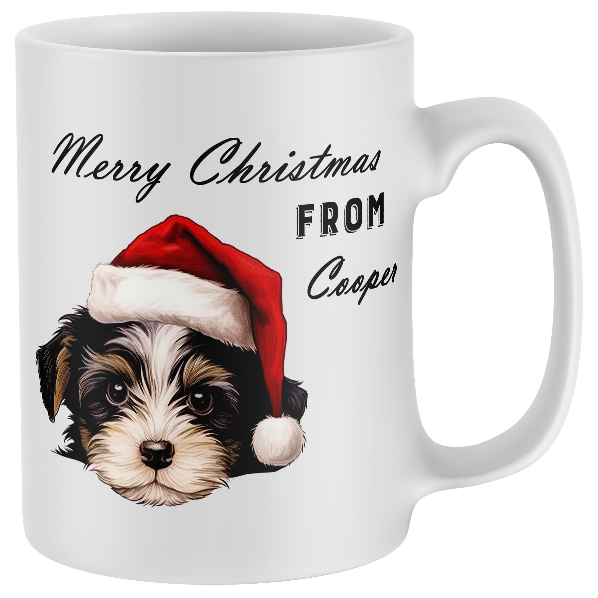 Purple Print House Personalised Merry Christmas Schnauzer Mug Custom Pet Minature Secret Santa Tea Coffee Cup