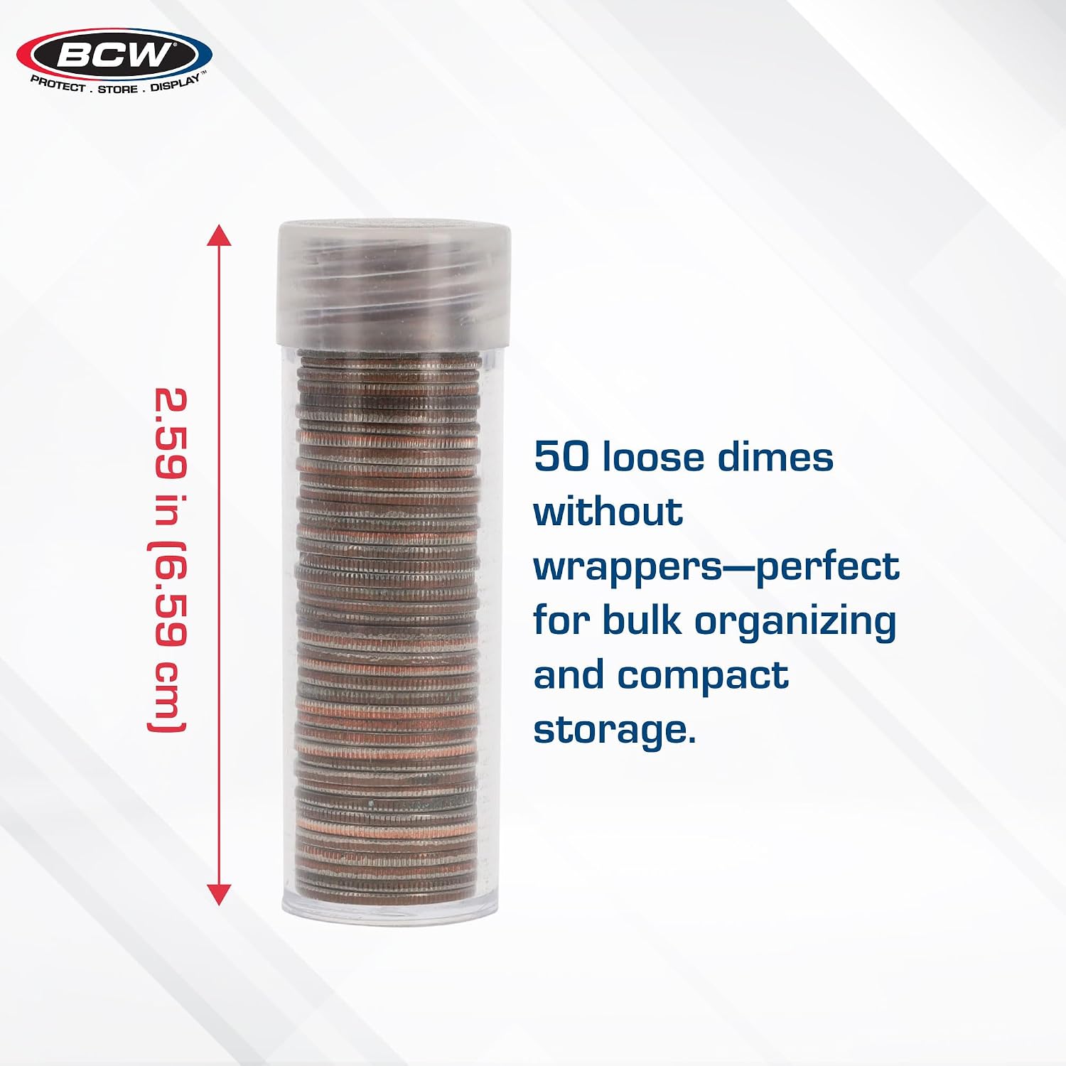 BCW Dime Coin Storage Tubes - 100 ct