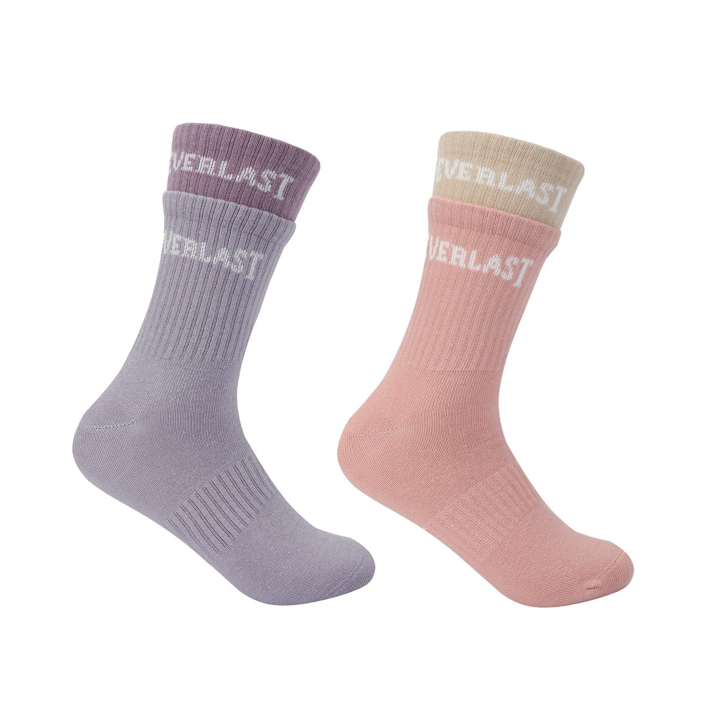 Everlast Womens Rib Crew 2 Pack Socks Multi 4-8