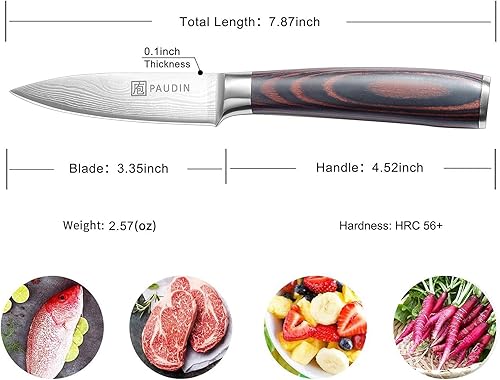 Miniatura 4 de PAUDIN Cuchillo de pelar y cuchillo Santoku