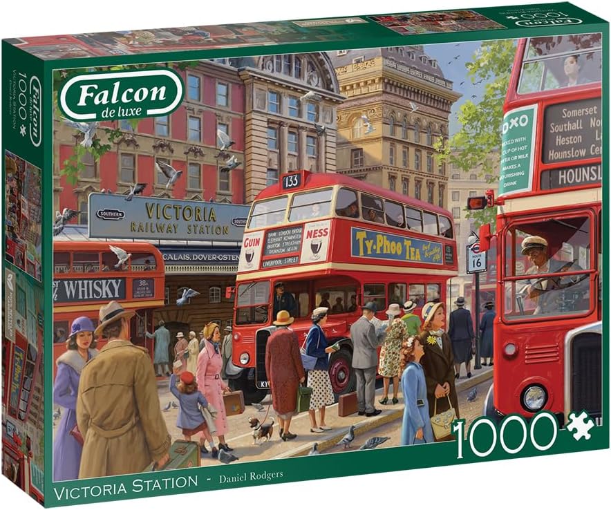 Falcon Victoria Station - 1000 Piece Jigsaw Puzzle for Adults - Beautifully Illustrated 1000Pc Adults Jigsaw Puzzle, Fun Activity for at Home, Puzzles for Rainy Days, Birthday Jumbo