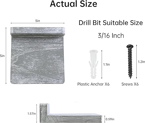 Miniatura 3 de NIUBEST Estante flotante pequeño estante de pared de 5 x 5 pulgadas estante de madera rústica para dormitorio sala de estar baño cocina juego de 6