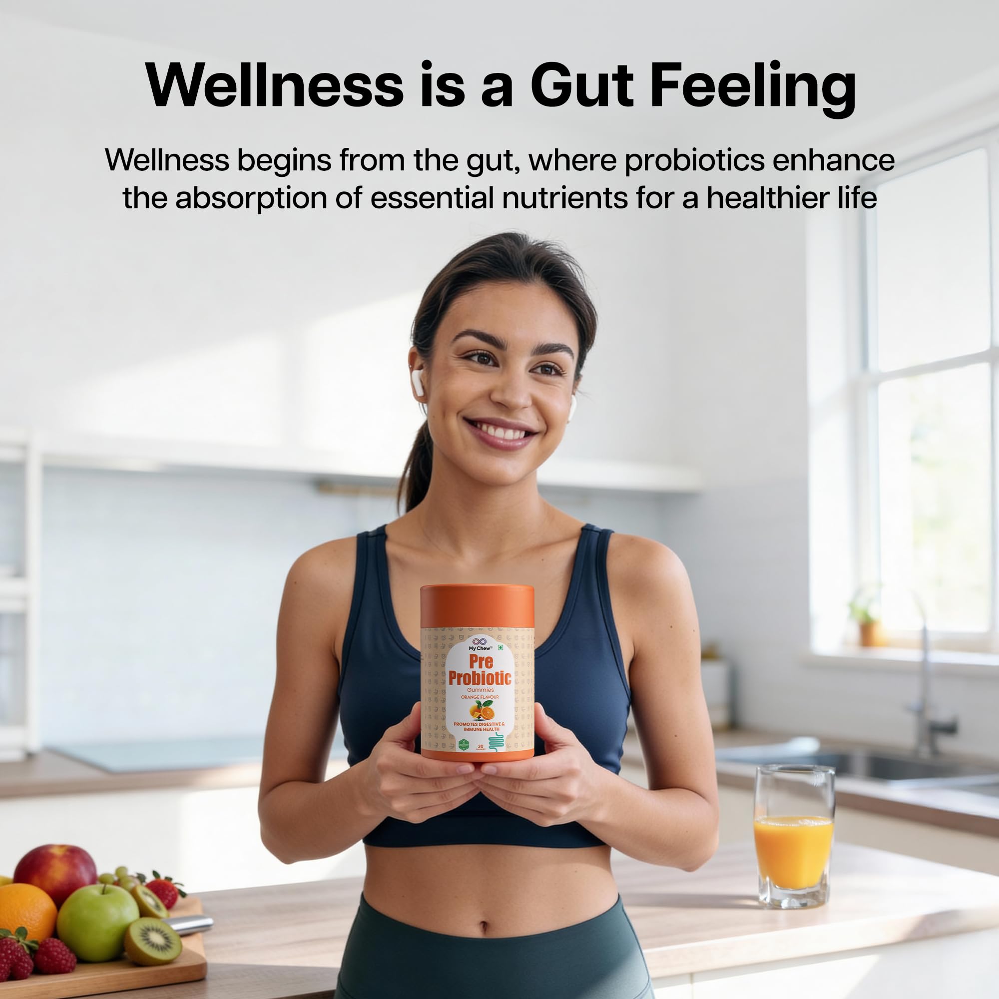My Chew Prebiotics & Probiotics Gummies, 2 Billion CFU Clinically Proven for Gut Health & Digestion, Constipation, Bloating, Gas & Acidity Relief, No Added Sugar, 30 Gummies — Amazon image 3