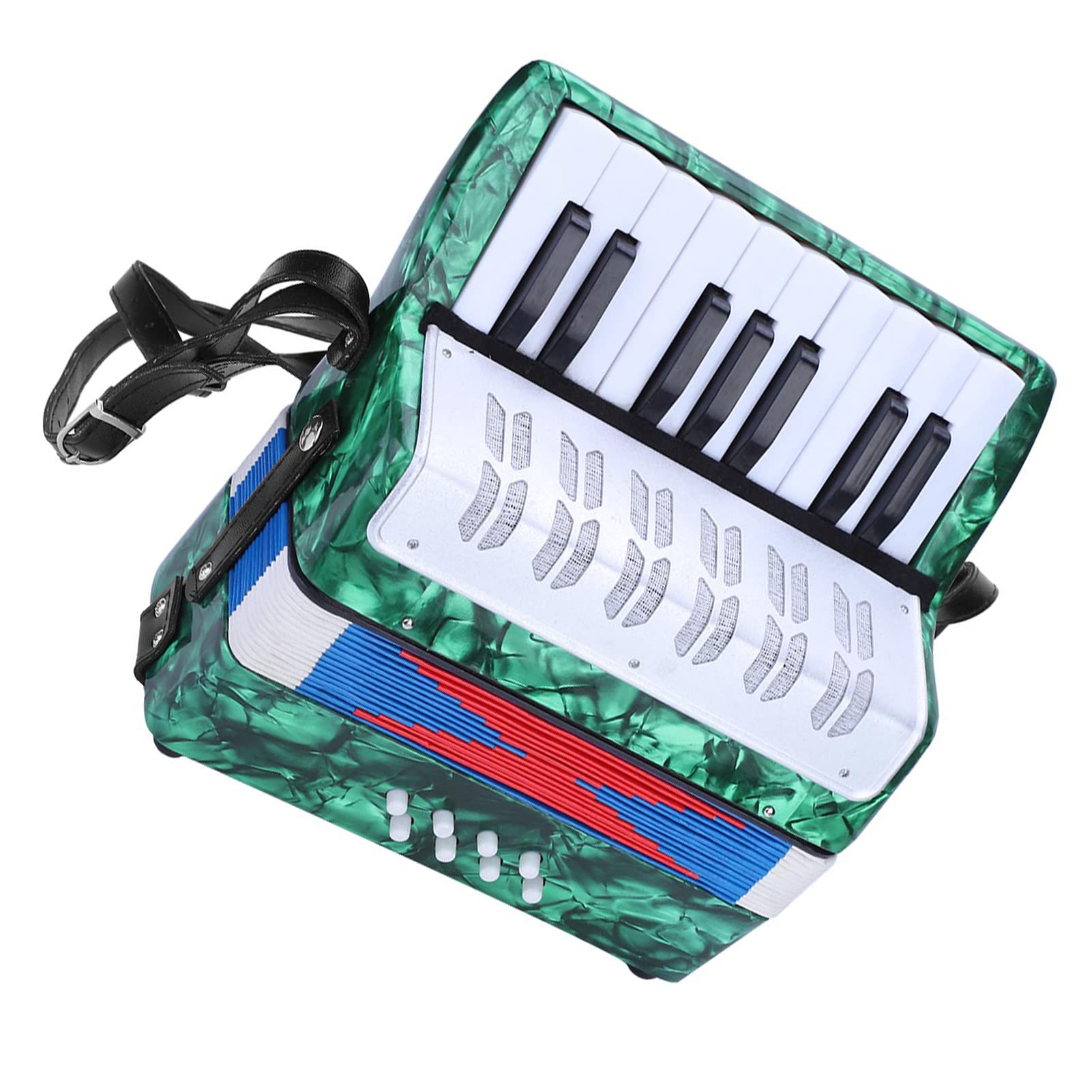 Akordeon, 17 klawiszy, 8 gitara basowa, akordeon, instrument muzyczny dla początkujących studentów (zielony)