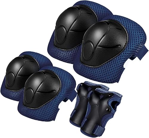 Miniatura 2 de JeeFree Casco de patineta ajustable con rodilleras, coderas, muñequeras, casco de bicicleta y almohadillas para niños pequeños y jóvenes